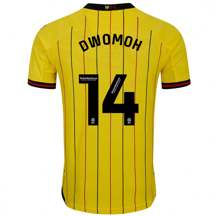 Kinder Fußball Pierre Dwomoh #14 Gelb Schwarz Heimtrikot Trikot 2024/25 T-Shirt Luxemburg