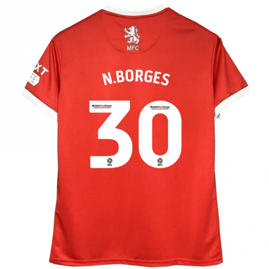 Kinder Fußball Neto Borges #30 Rot Weiß Heimtrikot Trikot 2024/25 T-Shirt Luxemburg