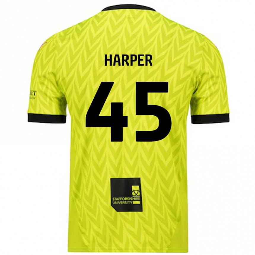 Kinder Fußball Rekeem Harper #45 Fluoreszierend Grün Auswärtstrikot Trikot 2024/25 T-Shirt Luxemburg