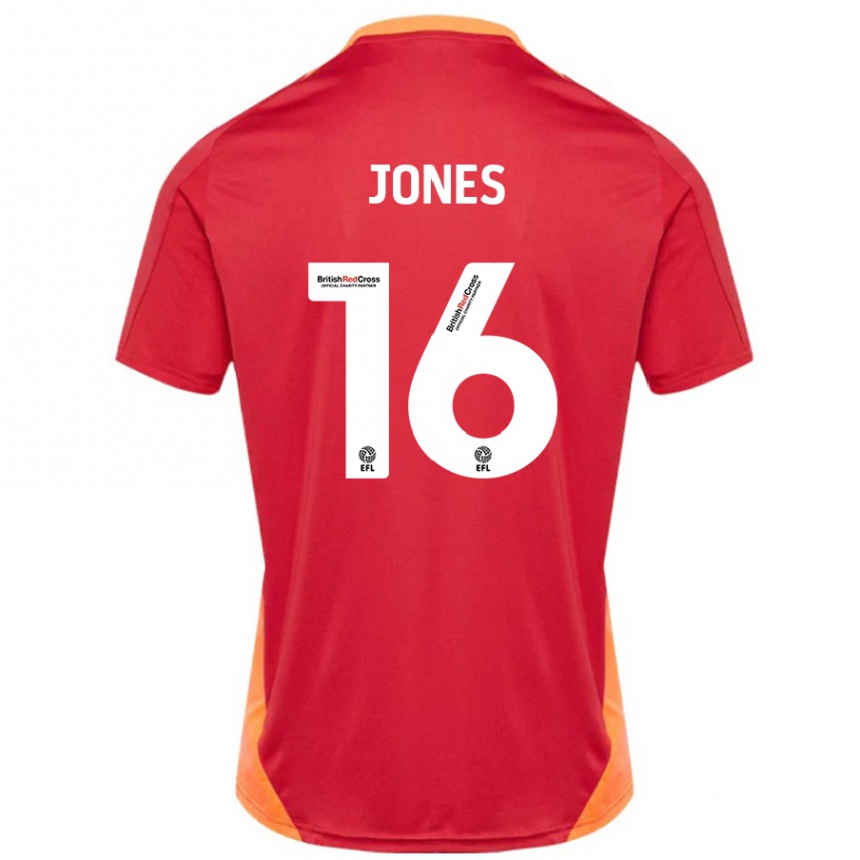 Kinder Fußball Patrick Jones #16 Blau Cremeweiß Auswärtstrikot Trikot 2024/25 T-Shirt Luxemburg