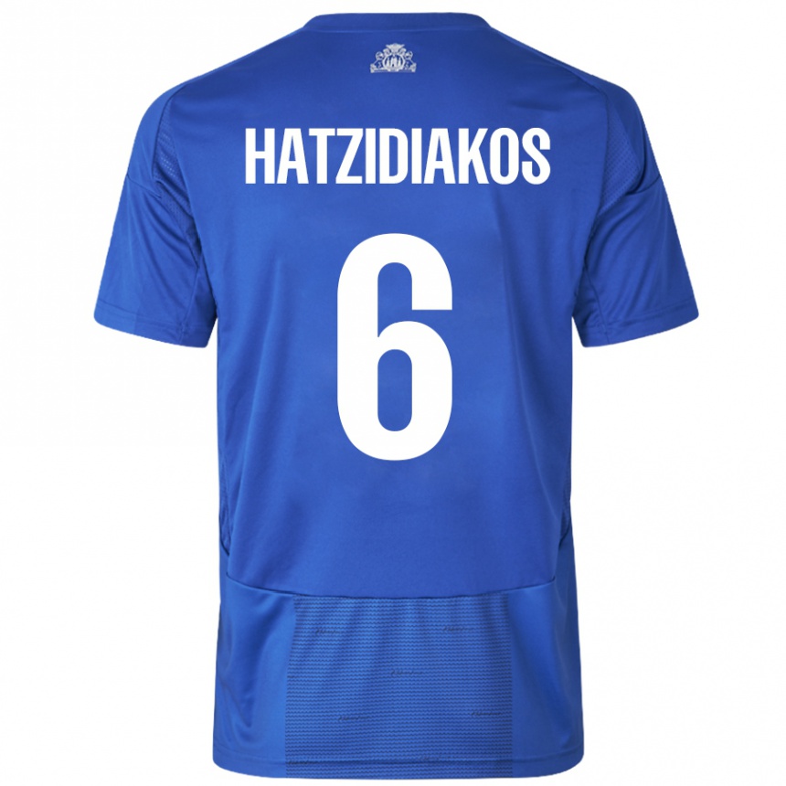 Kinder Fußball Pantelis Hatzidiakos #6 Weiß Blau Auswärtstrikot Trikot 2024/25 T-Shirt Luxemburg