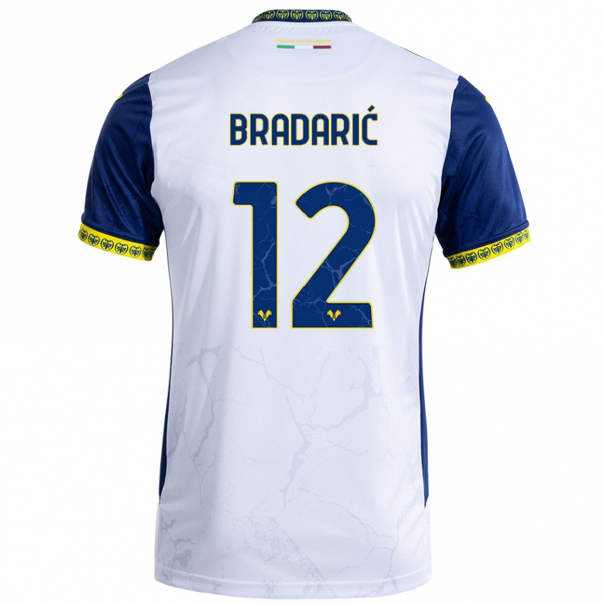 Kinder Fußball Domagoj Bradarić #12 Weiß Blau Auswärtstrikot Trikot 2024/25 T-Shirt Luxemburg