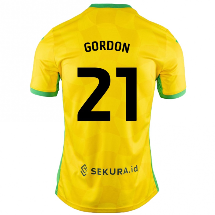 Herren Fußball Kaide Gordon #21 Gelb Grün Heimtrikot Trikot 2024/25 T-Shirt Luxemburg