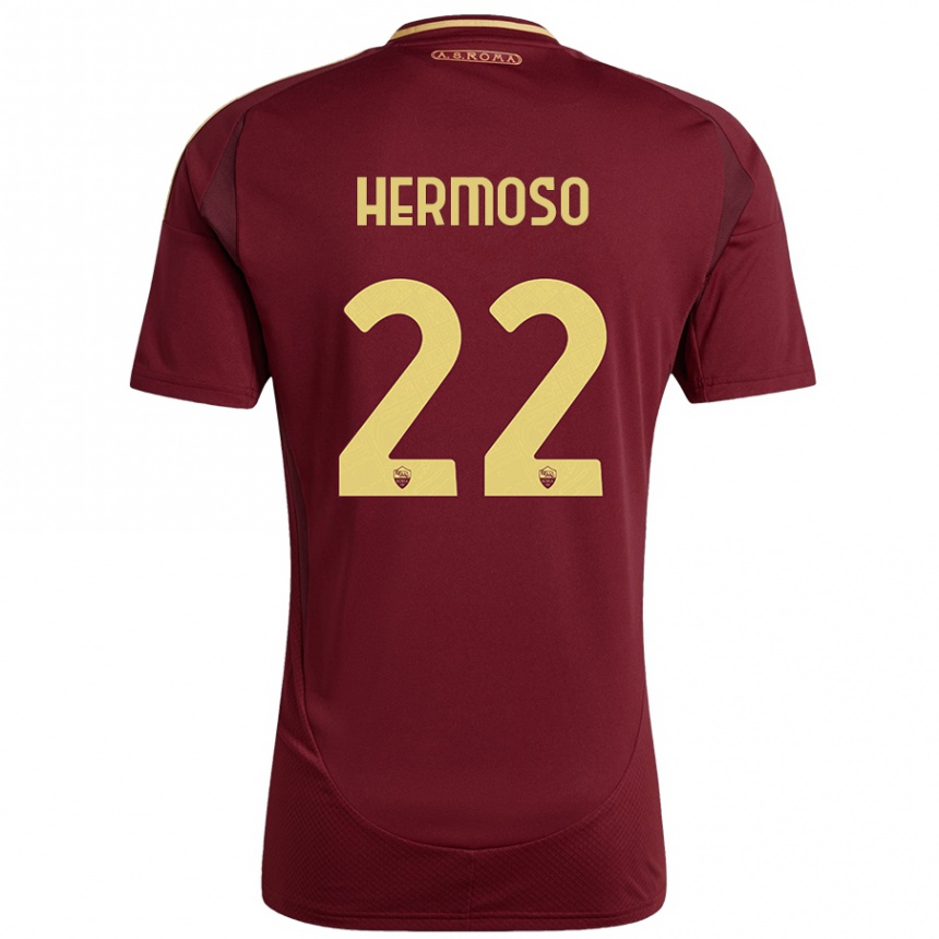 Herren Fußball Mario Hermoso #22 Rot Braun Gold Heimtrikot Trikot 2024/25 T-Shirt Luxemburg