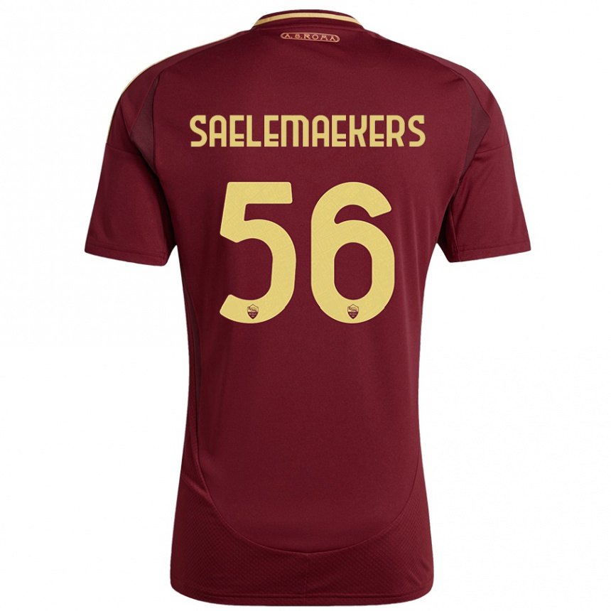 Herren Fußball Alexis Saelemaekers #56 Rot Braun Gold Heimtrikot Trikot 2024/25 T-Shirt Luxemburg