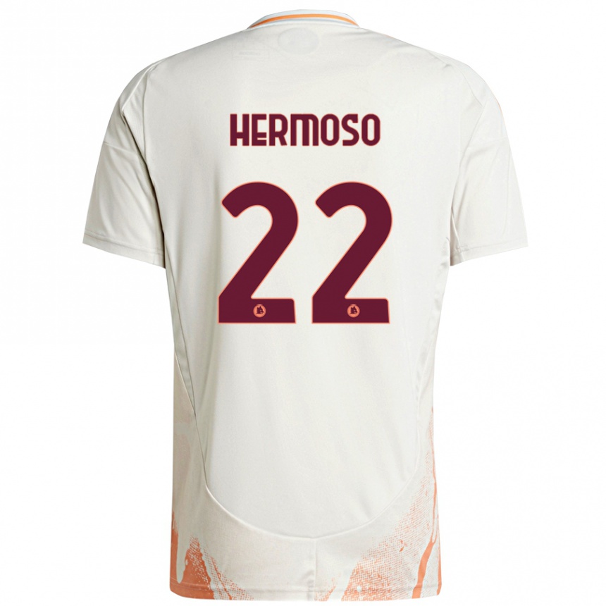 Herren Fußball Mario Hermoso #22 Cremeweiß Orange Auswärtstrikot Trikot 2024/25 T-Shirt Luxemburg