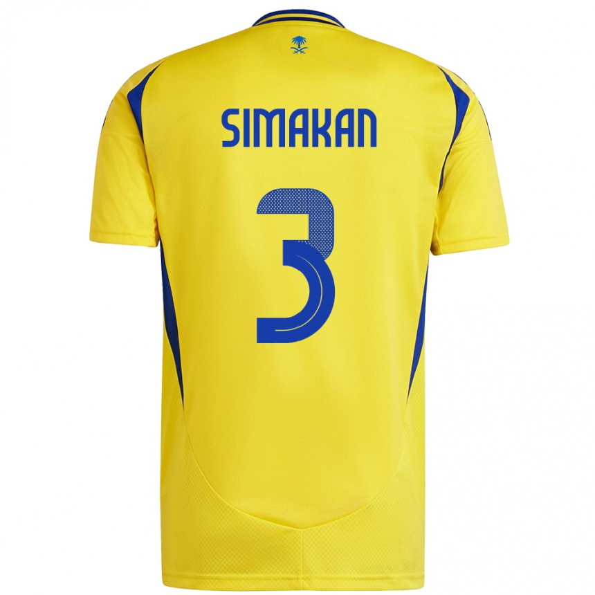 Herren Fußball Mohamed Simakan #3 Gelb Blau Heimtrikot Trikot 2024/25 T-Shirt Luxemburg