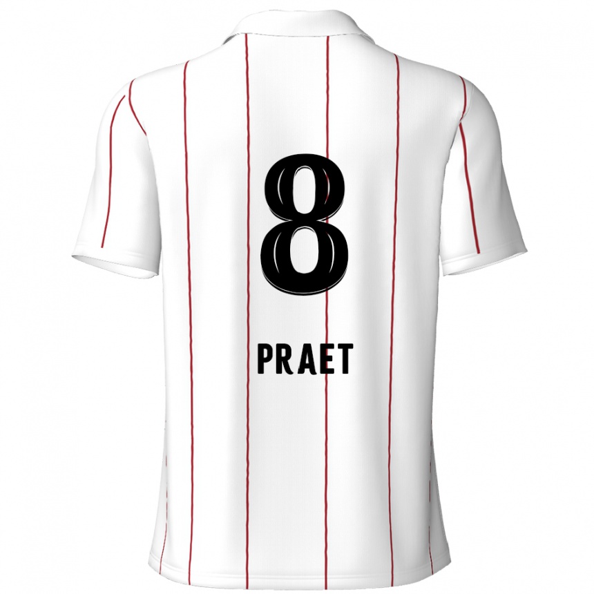 Herren Fußball Dennis Praet #8 Weiß Schwarz Auswärtstrikot Trikot 2024/25 T-Shirt Luxemburg