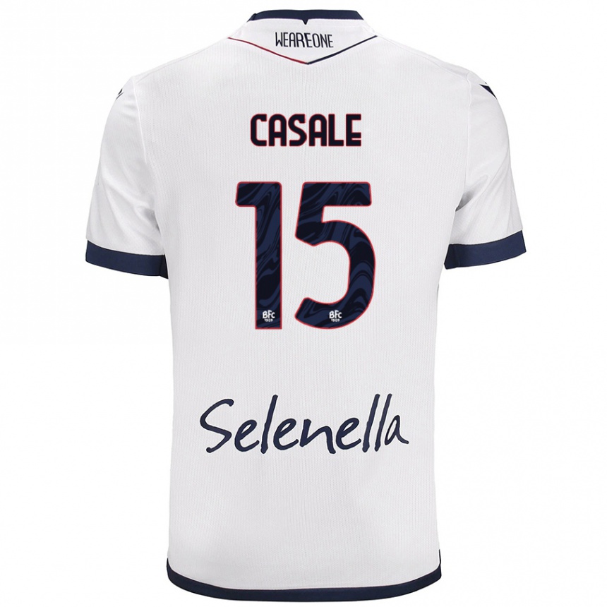 Herren Fußball Nicolò Casale #15 Weiß Königsblau Auswärtstrikot Trikot 2024/25 T-Shirt Luxemburg