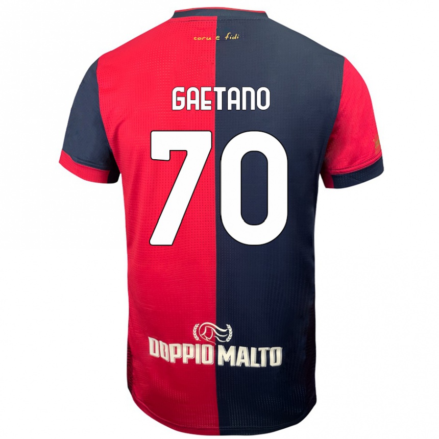 Herren Fußball Gianluca Gaetano #70 Rot Dunkleres Blau Heimtrikot Trikot 2024/25 T-Shirt Luxemburg