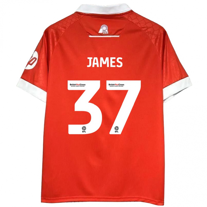 Herren Fußball Matty James #37 Rot Weiß Heimtrikot Trikot 2024/25 T-Shirt Luxemburg