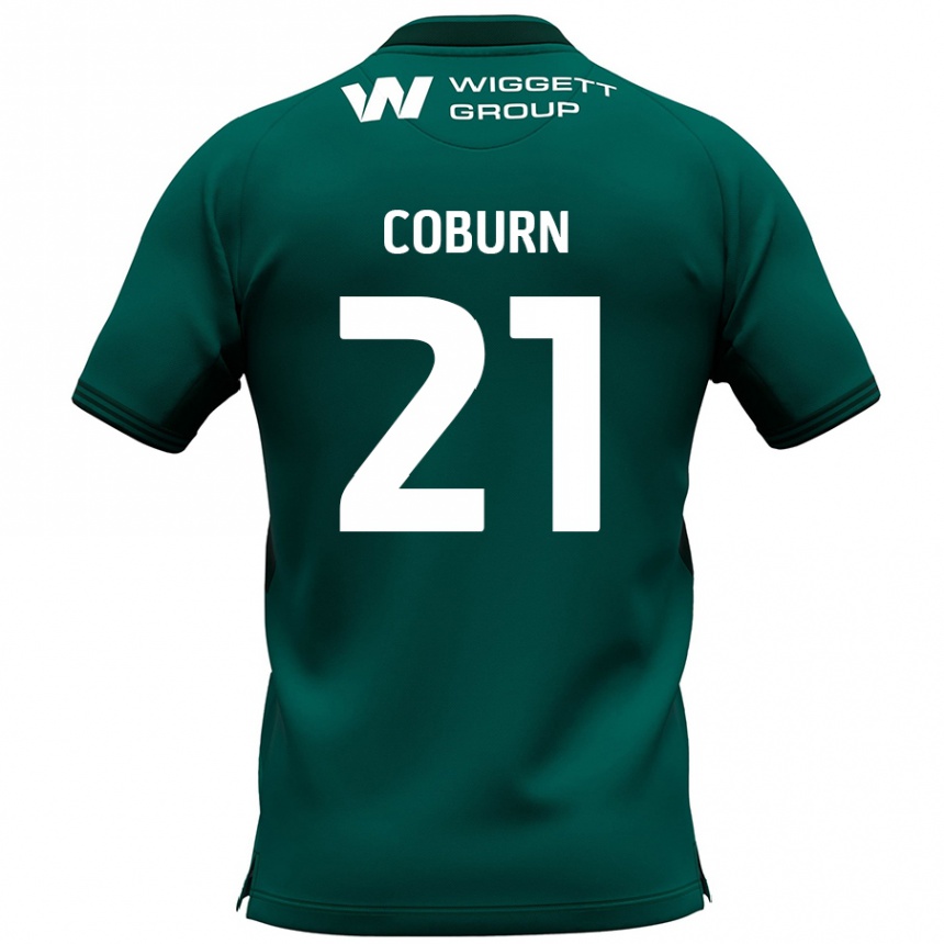 Herren Fußball Josh Coburn #21 Grün Auswärtstrikot Trikot 2024/25 T-Shirt Luxemburg