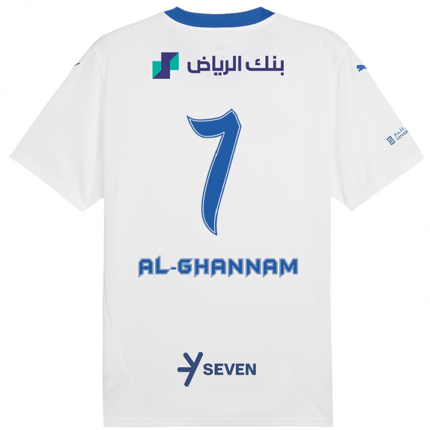 Herren Fußball Khalid Al-Ghannam #7 Weiß Blau Auswärtstrikot Trikot 2024/25 T-Shirt Luxemburg