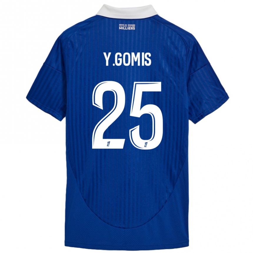 Herren Fußball Yoni Gomis #25 Blau Weiß Heimtrikot Trikot 2024/25 T-Shirt Luxemburg