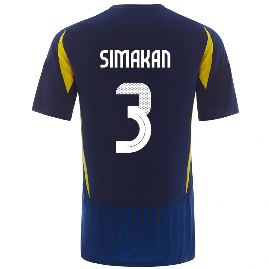 Damen Fußball Mohamed Simakan #3 Blau Gelb Auswärtstrikot Trikot 2024/25 T-Shirt Luxemburg