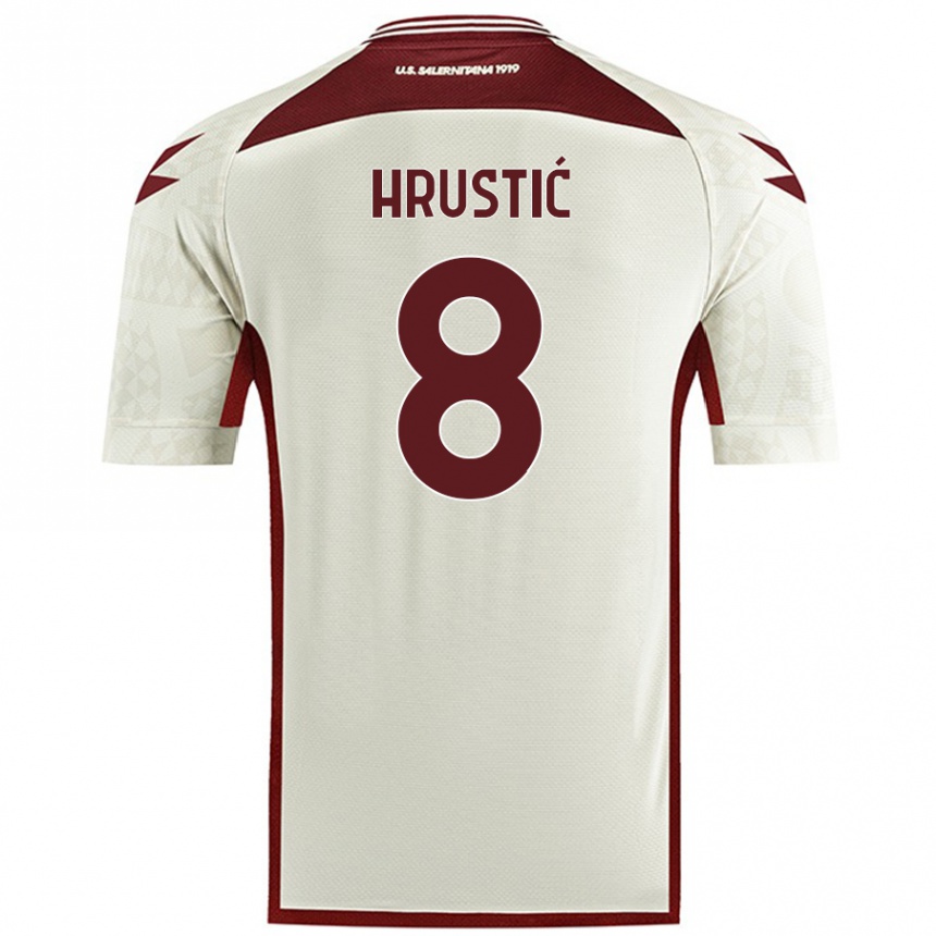 Damen Fußball Ajdin Hrustić #8 Cremefarben Auswärtstrikot Trikot 2024/25 T-Shirt Luxemburg