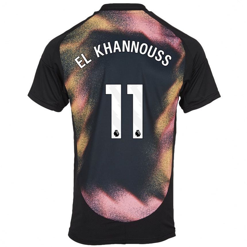 Damen Fußball Bilal El Khannouss #11 Schwarz Weiß Auswärtstrikot Trikot 2024/25 T-Shirt Luxemburg